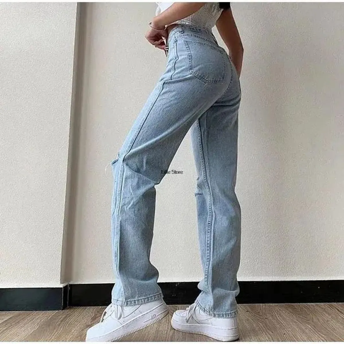 2022 nuovi jeans da donna strappati slim fit moda a vita alta streetwear pantaloni in denim casual elasticizzati vintage