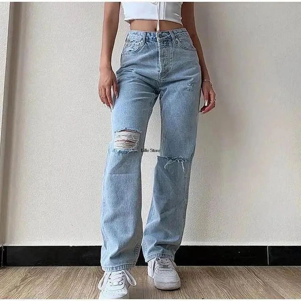 2022 nuovi jeans da donna strappati slim fit moda a vita alta streetwear pantaloni in denim casual elasticizzati vintage