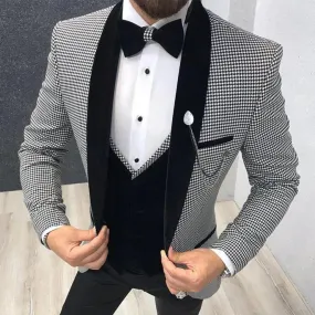 Abito da uomo pied de poule a 3 pezzi slim fit per la cena ballo di fine anno su misura sposo smoking da sposa migliore giacca d