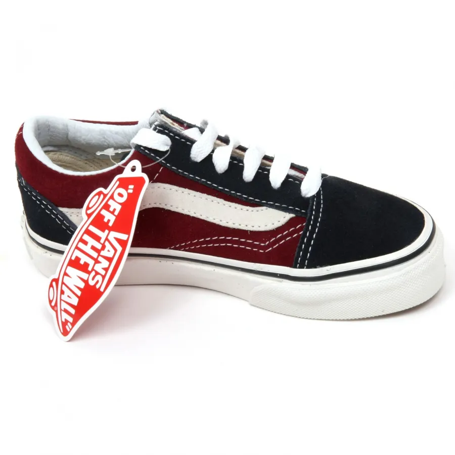 C9238 sneakers bimbo VANS OLD SKOOL blu/bordeaux shoe kid