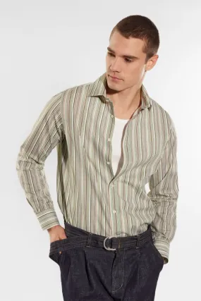 Camicia a righe in puro cotone con colletto classico