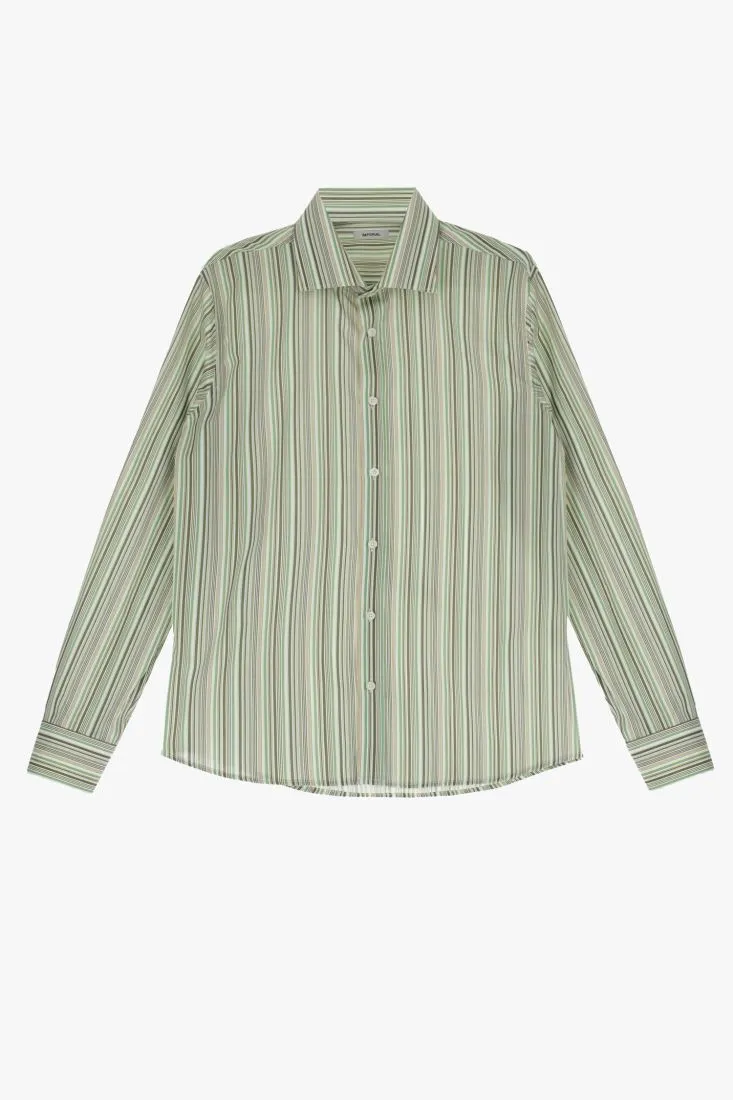 Camicia a righe in puro cotone con colletto classico