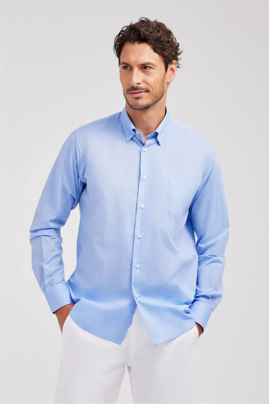 CAMICIA COLLO BUTTON DOWN NASCOSTO ZEPHIR AZZURRO