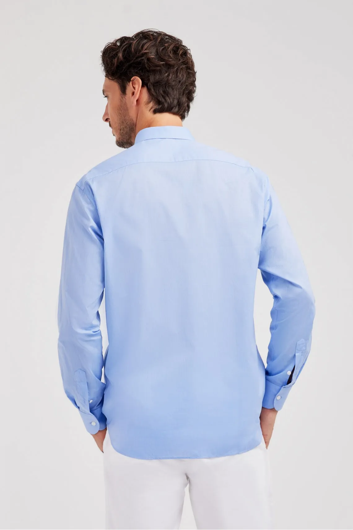 CAMICIA COLLO BUTTON DOWN NASCOSTO ZEPHIR AZZURRO