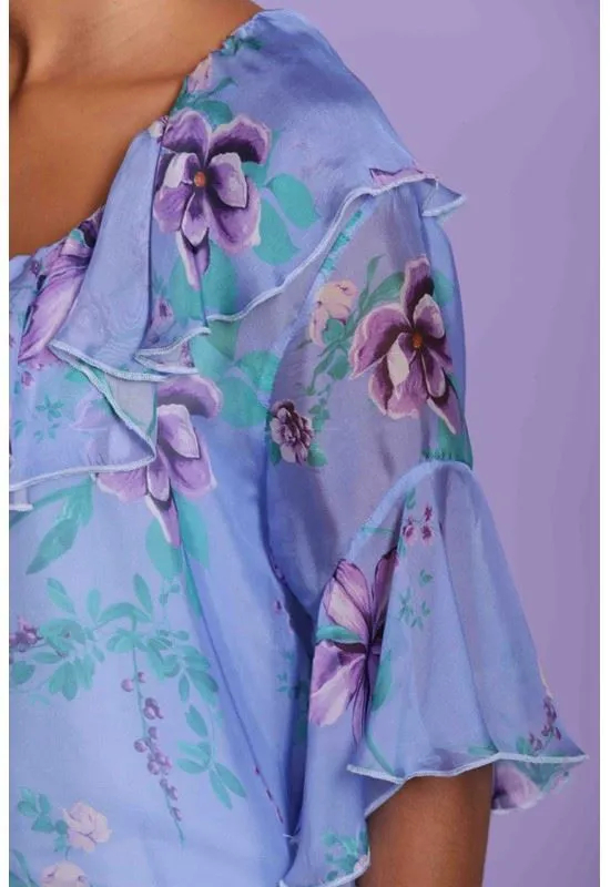 Camicia seta donna mimi muà manica corta con volan art. ARAG-1479