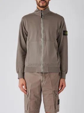 Felpa uomo Stone Island full zip in cotone stretch Grigio