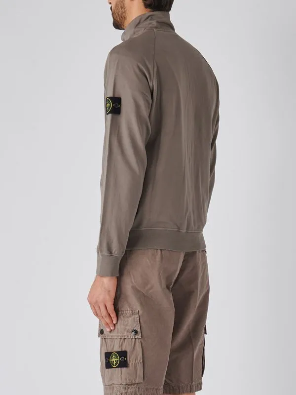 Felpa uomo Stone Island full zip in cotone stretch Grigio