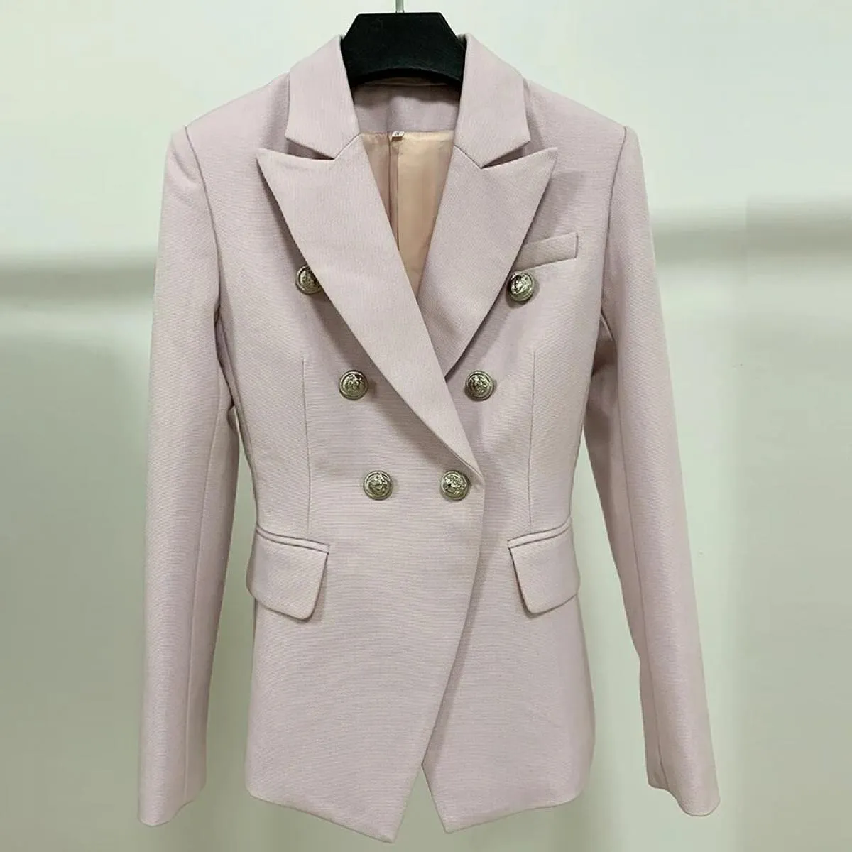 Giacca blazer con bottoni a forma di leone in metallo doppio petto classico da donna di alta qualità della moda 2022 barocca