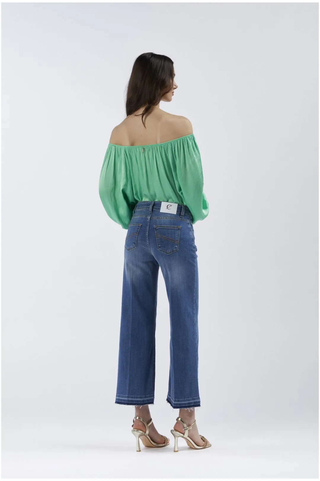 jeans denim culotte super stretch blu medio