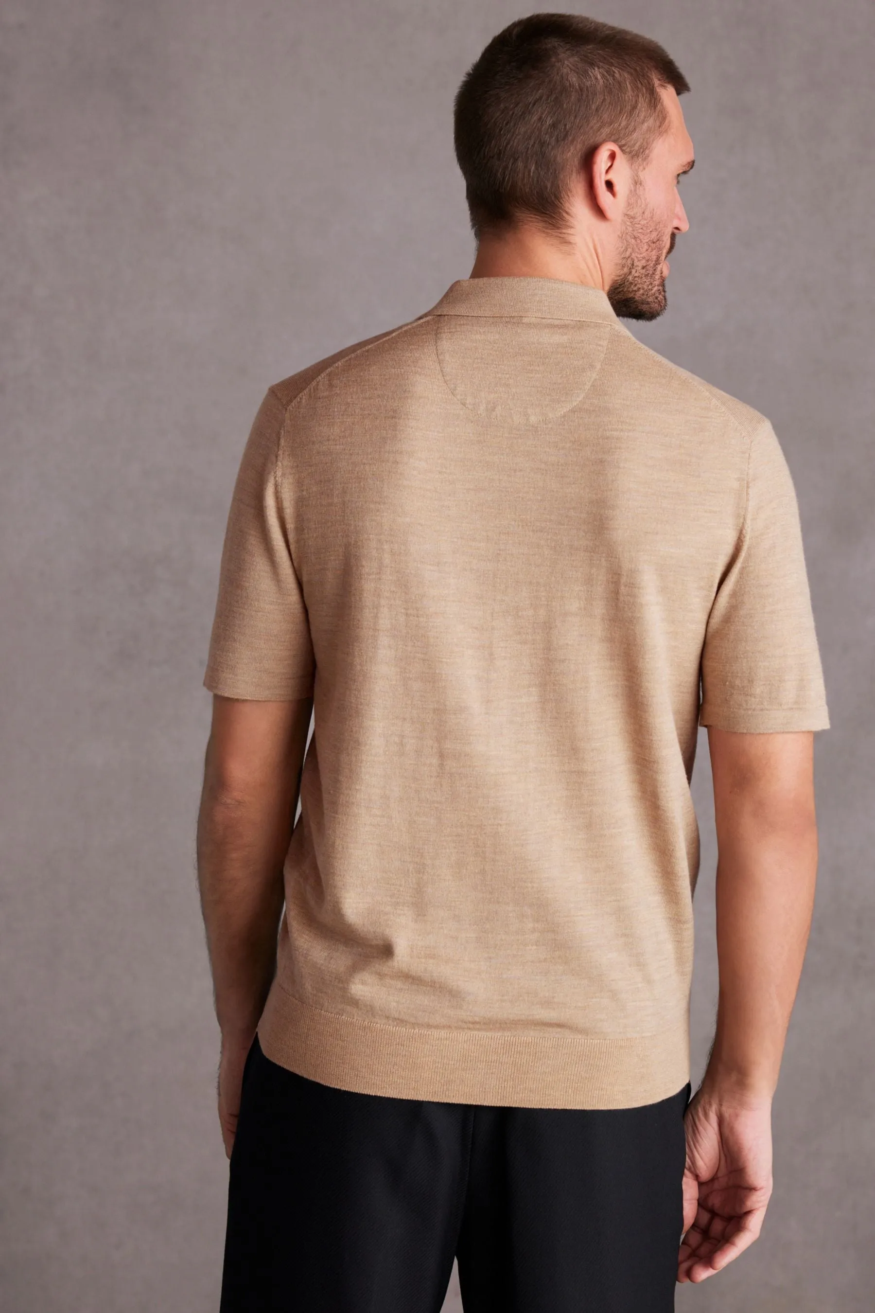 Maglia in lana merino di prima qualità regular - Polo vestibilità attillata