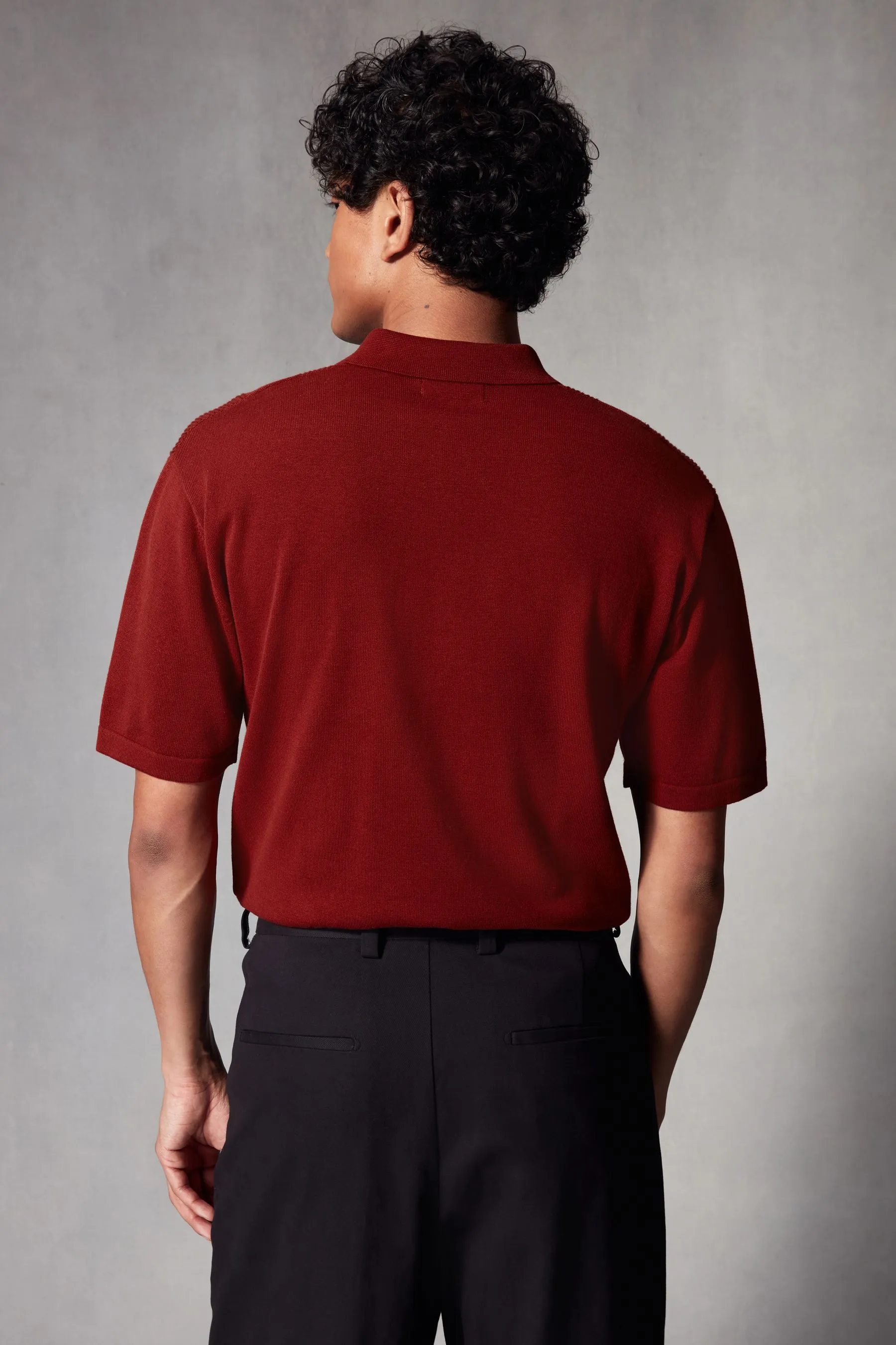 Maglia regular - Polo testurizzata con A righe