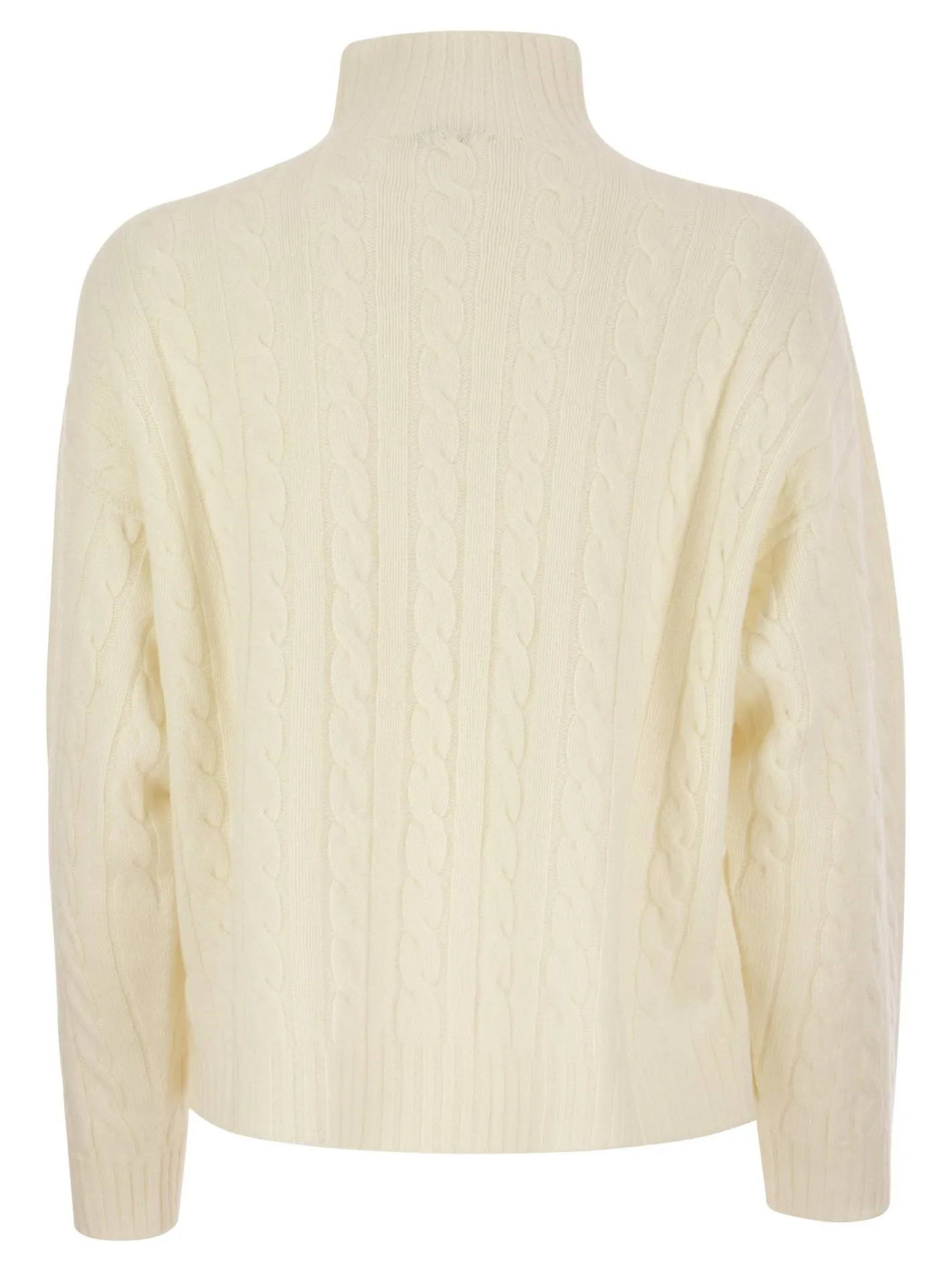 Maglione a trecce in misto lanavseta e cashmere