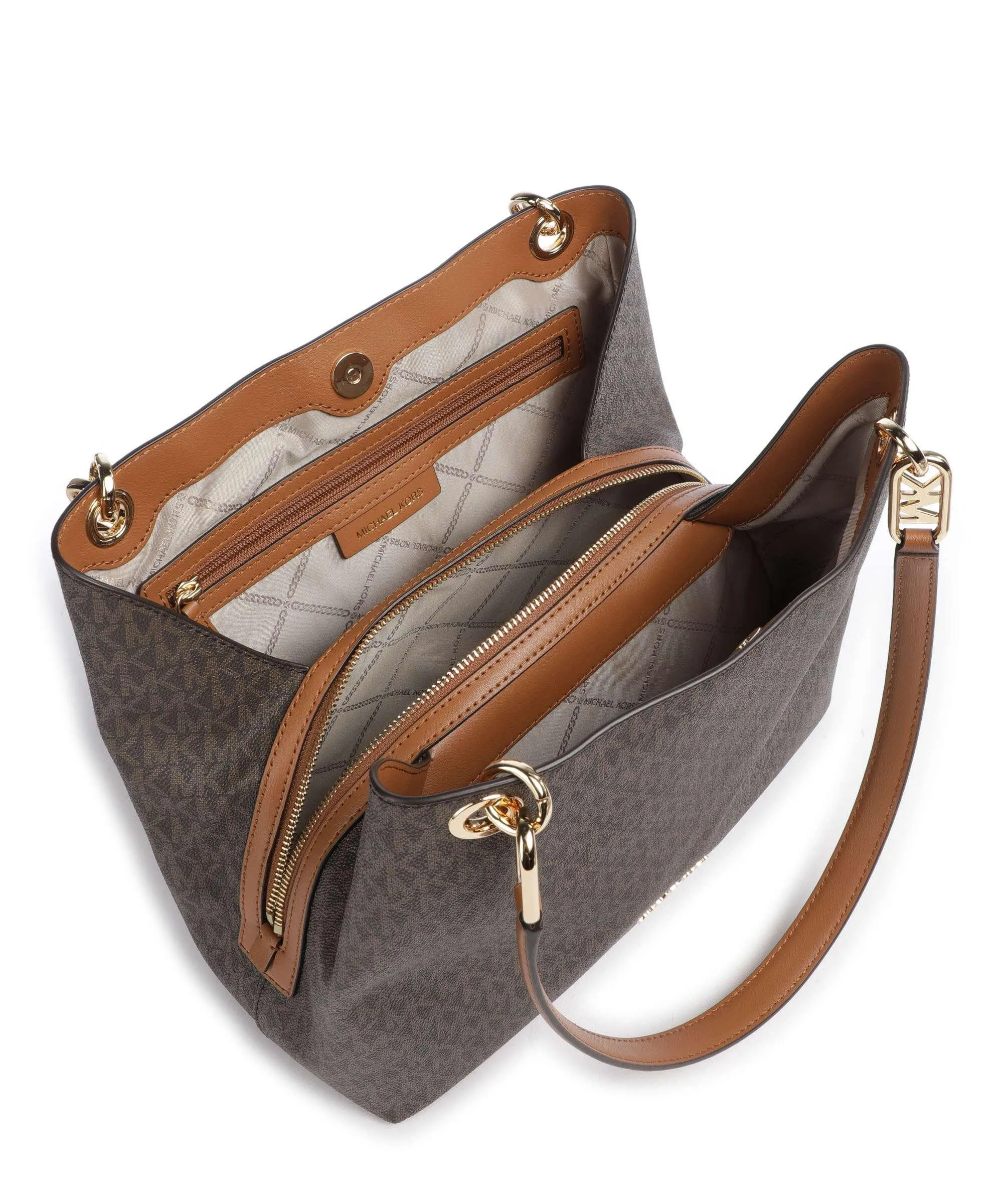  Michael Kors Kensington Borsa hobo tela marrone scuro  