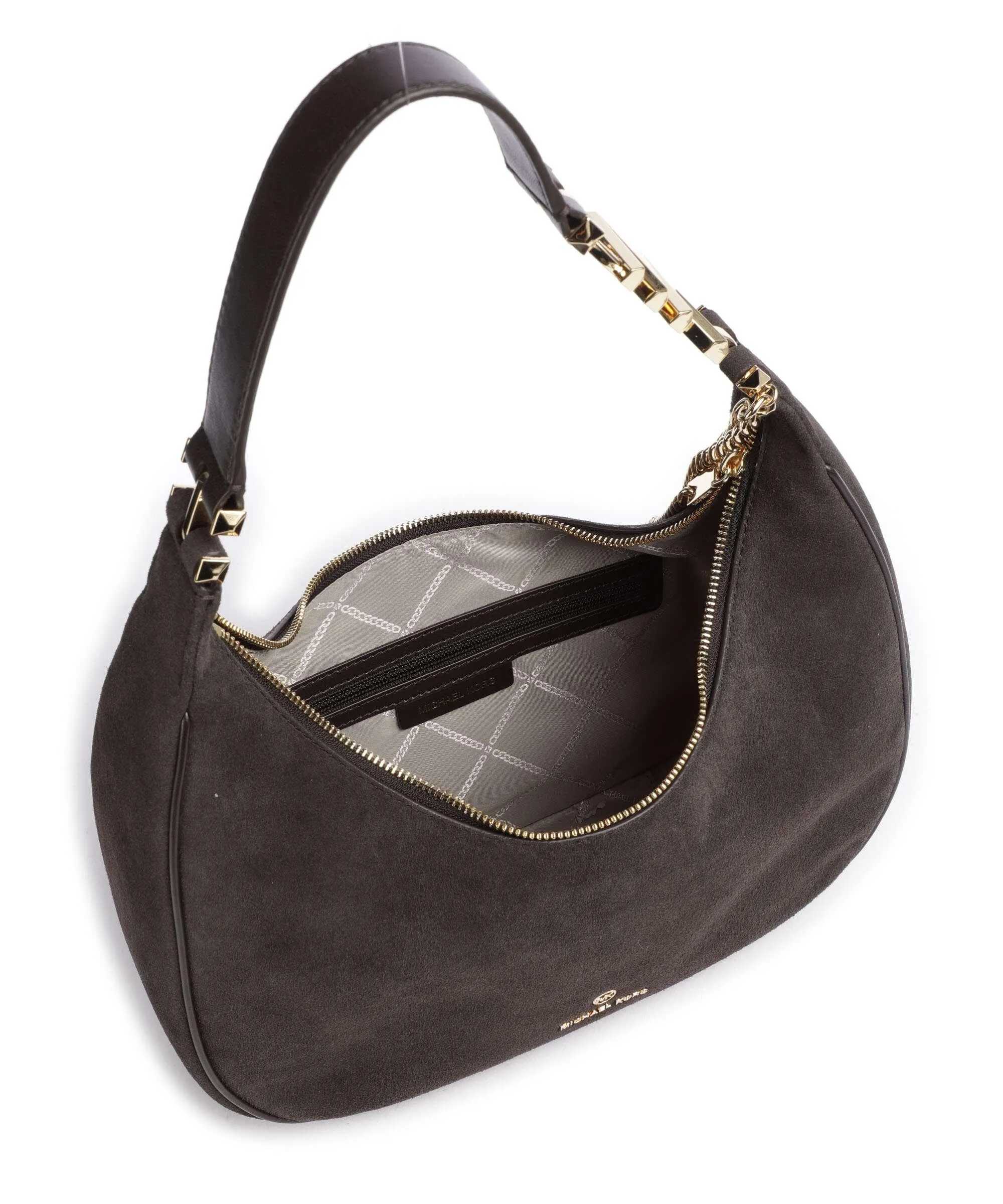  Michael Kors Piper Borsa hobo pelle bovina ruvida marrone scuro  