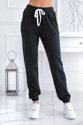 Pantalone tuta nero con laccio