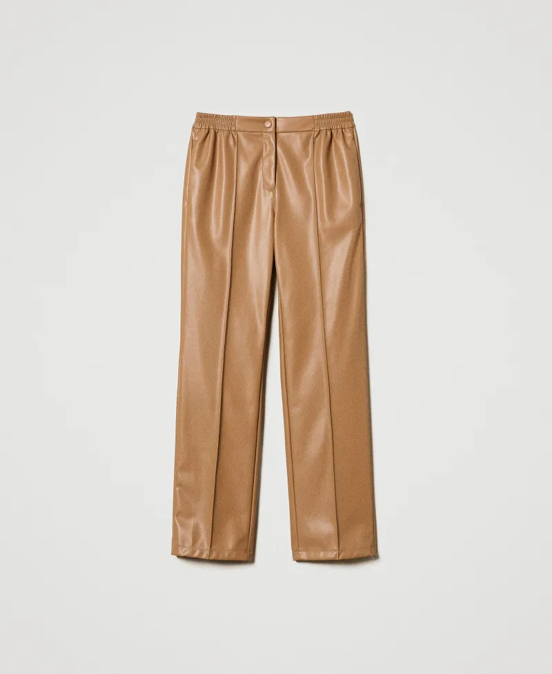 Pantaloni effetto pelle con elastico