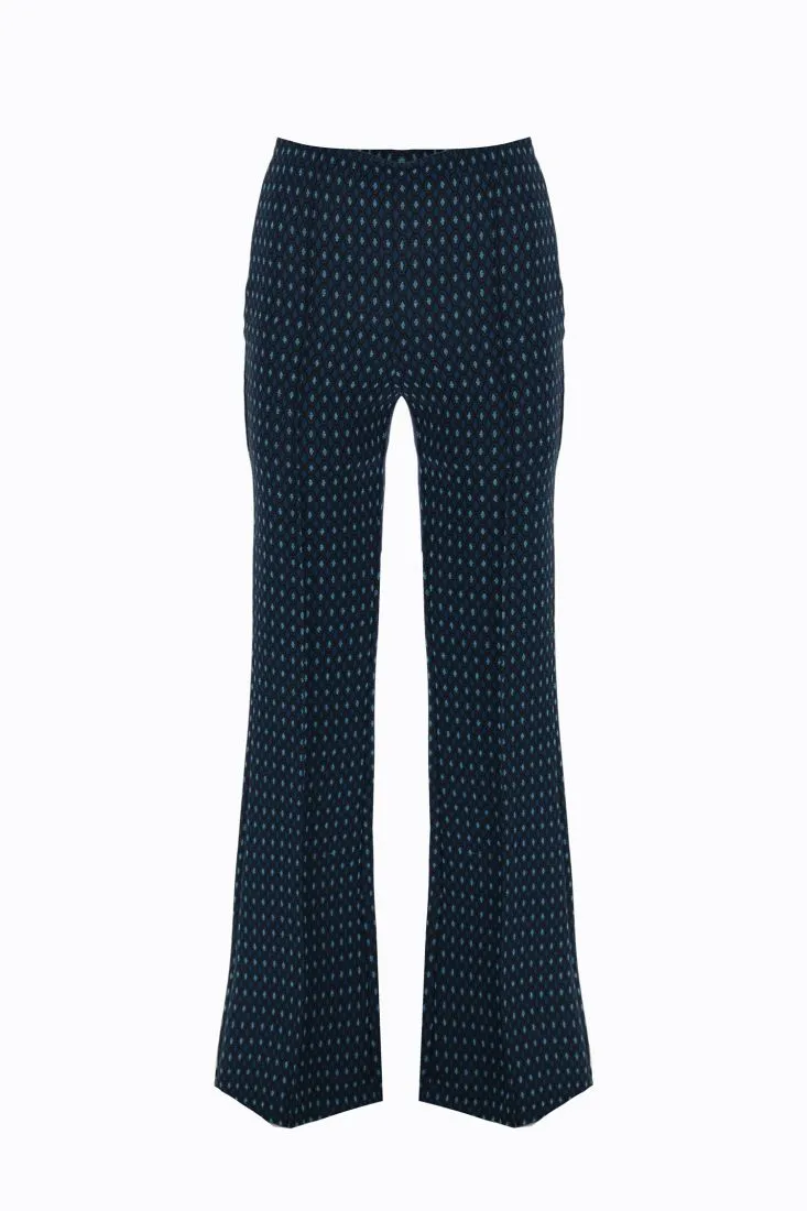 Pantaloni flare con fantasia geometrica