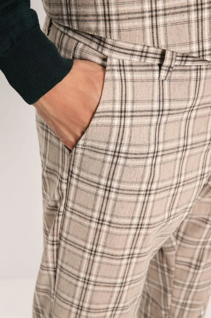 Pantaloni slim-fit a quadri con orli risvoltati