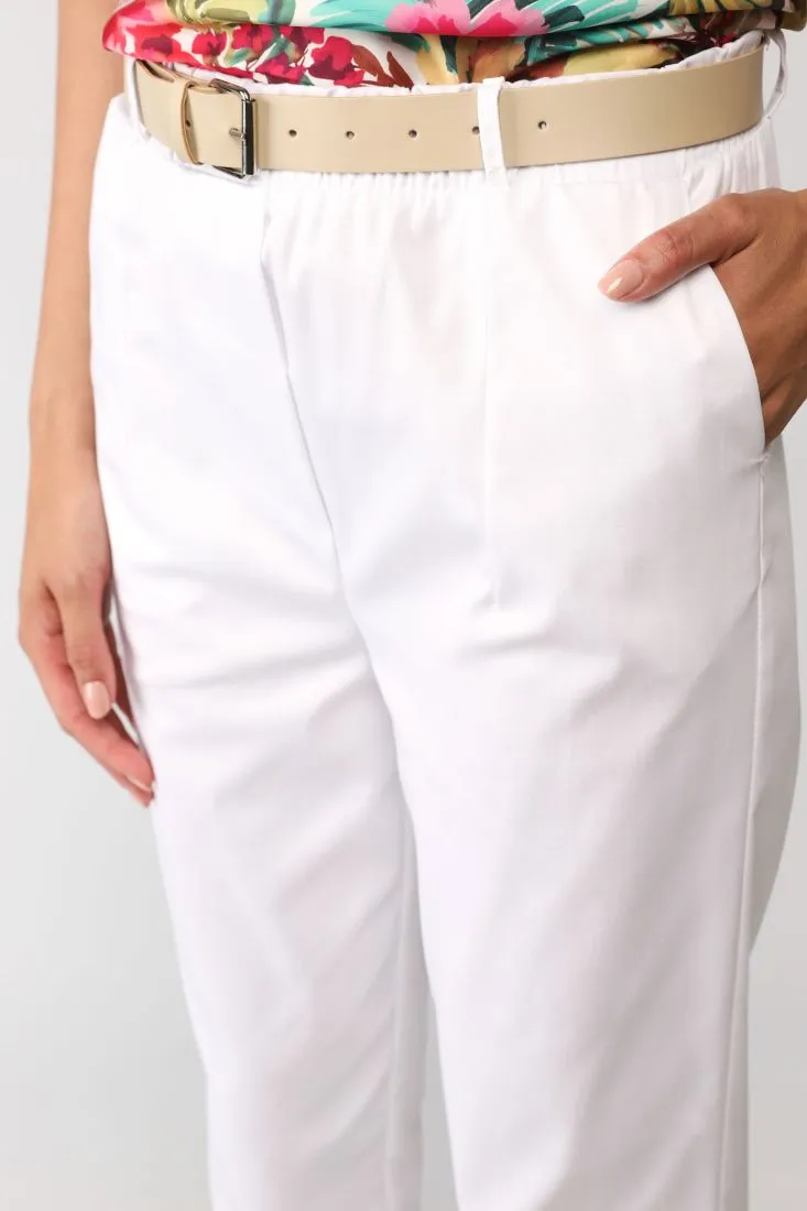 Pantaloni straight monocolour con vita elasticizzata e coulisse