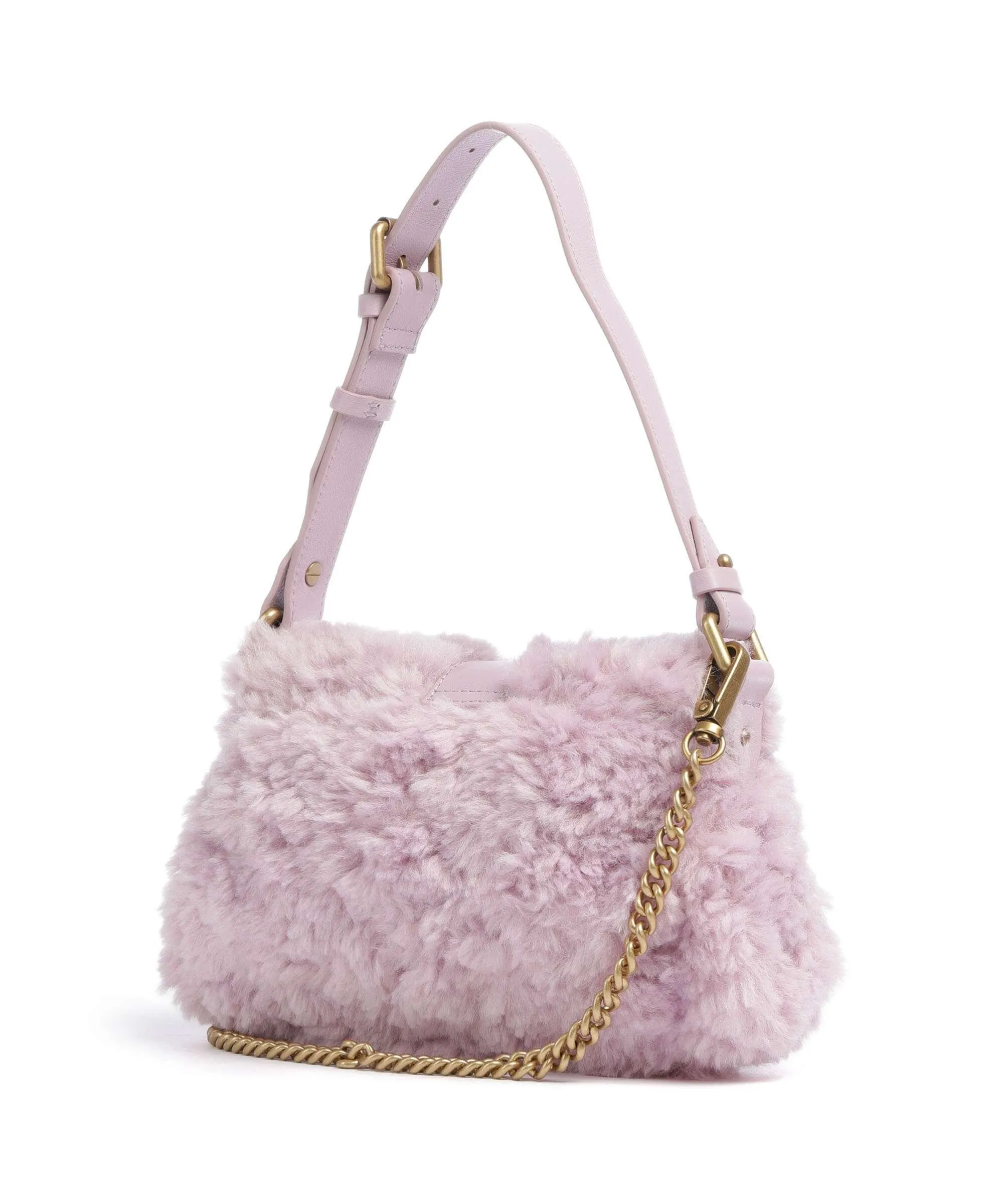  Pinko Jolene Mini Borsa a spalla eco-pelliccia viola  