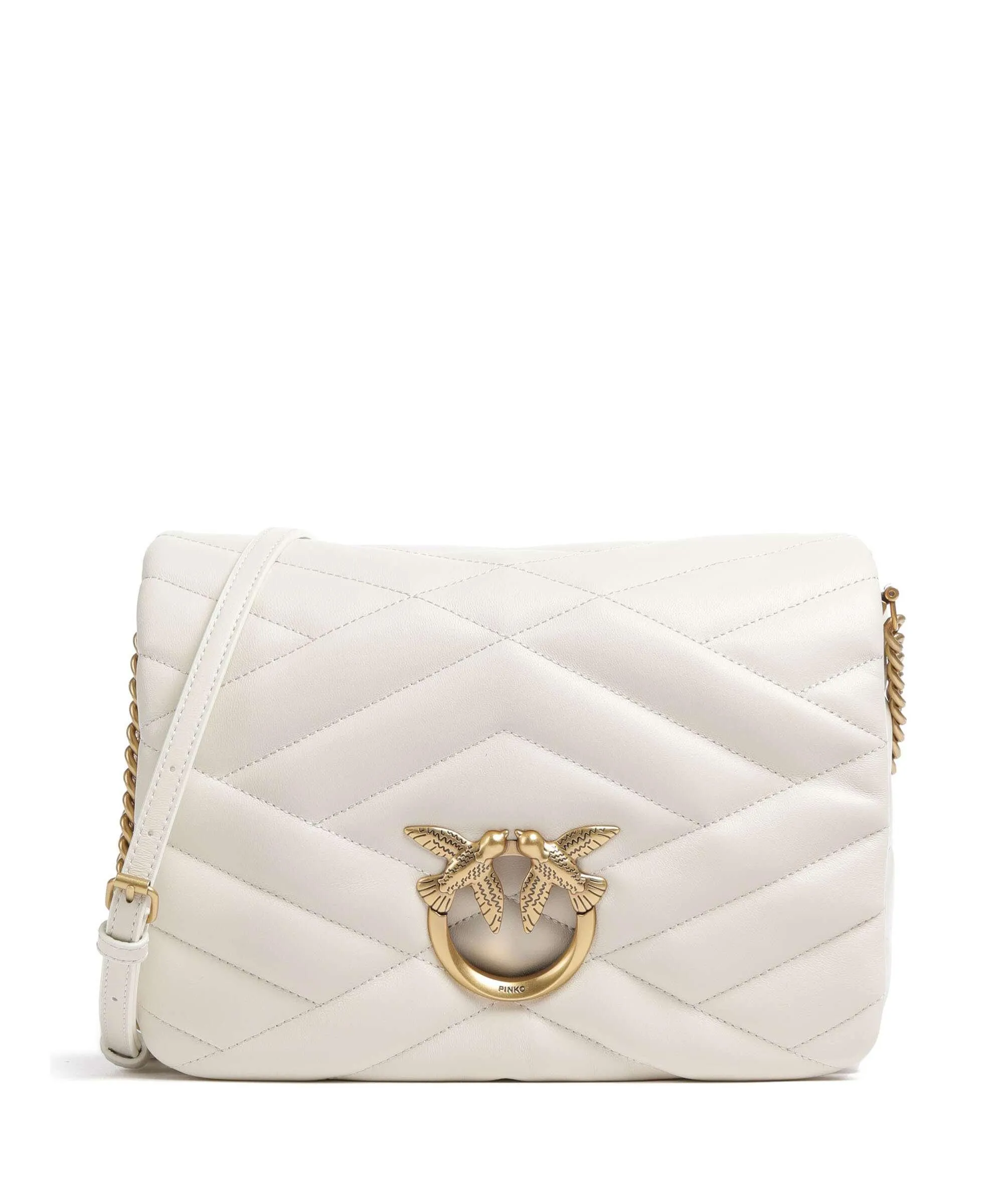  Pinko Love Click Puff Classic Borsa a tracolla pelle di pecora bianco  