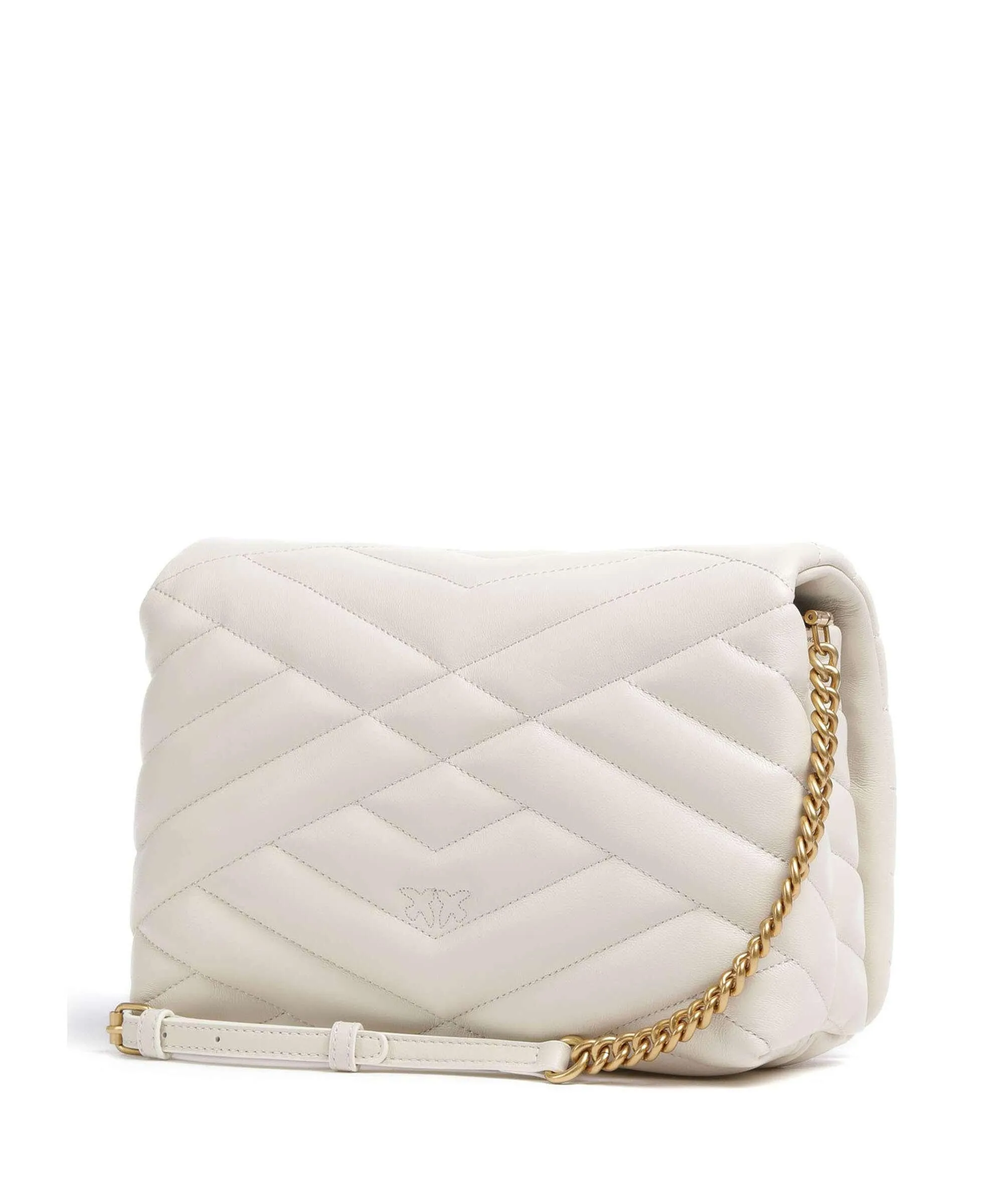  Pinko Love Click Puff Classic Borsa a tracolla pelle di pecora bianco  