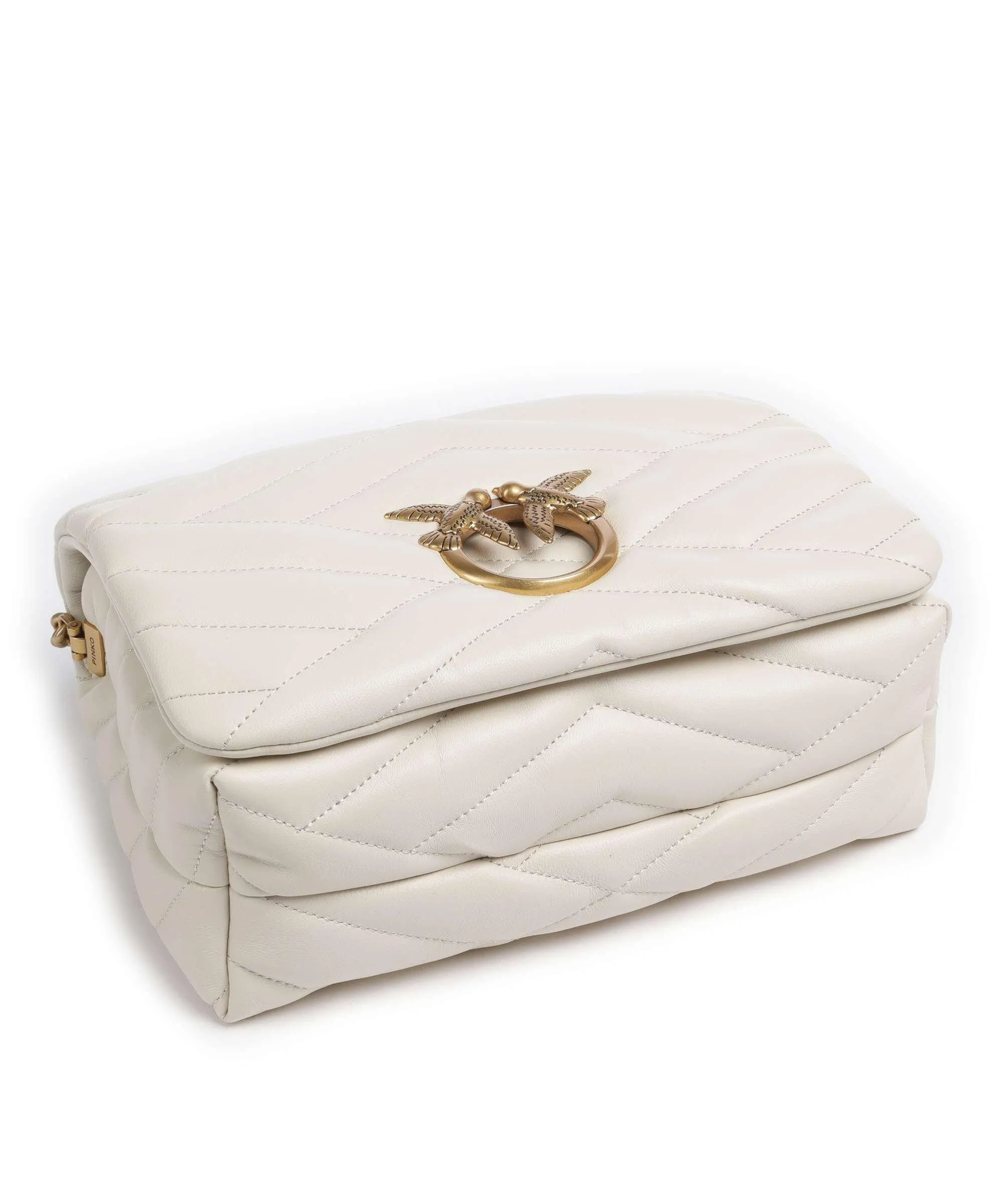  Pinko Love Click Puff Classic Borsa a tracolla pelle di pecora bianco  