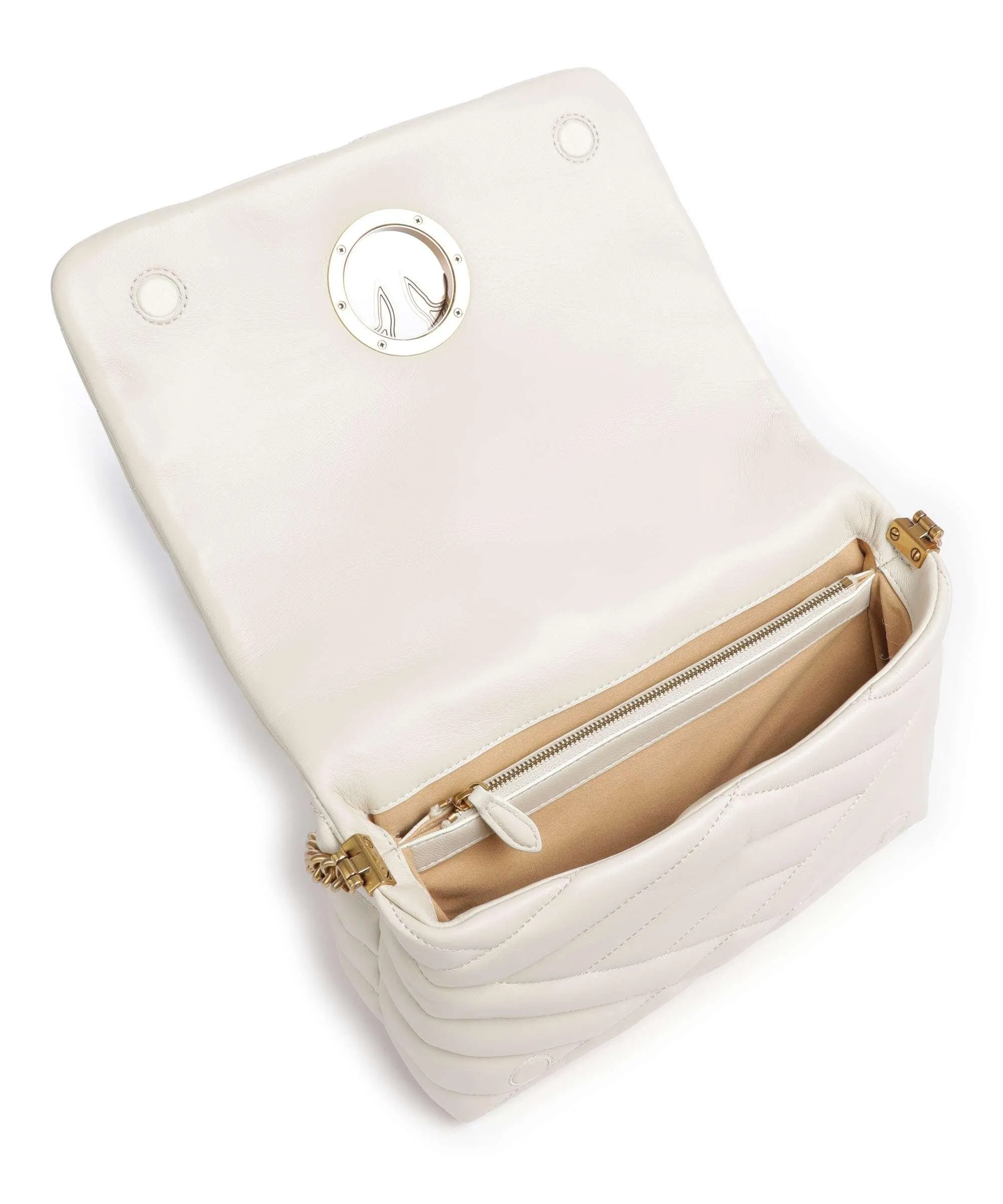  Pinko Love Click Puff Classic Borsa a tracolla pelle di pecora bianco  