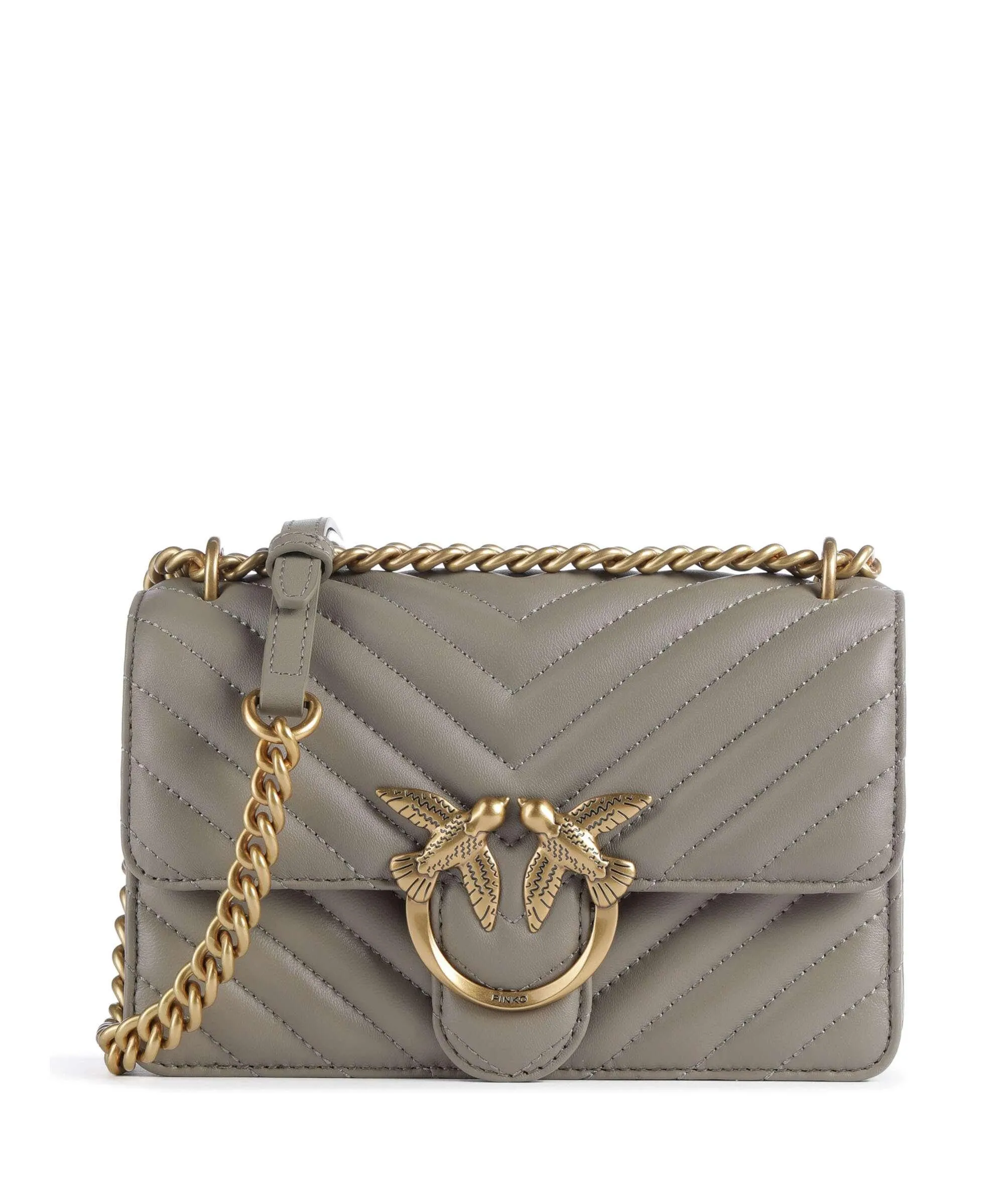  Pinko Love One Mini Borsa a spalla pelle a grana fine taupe  