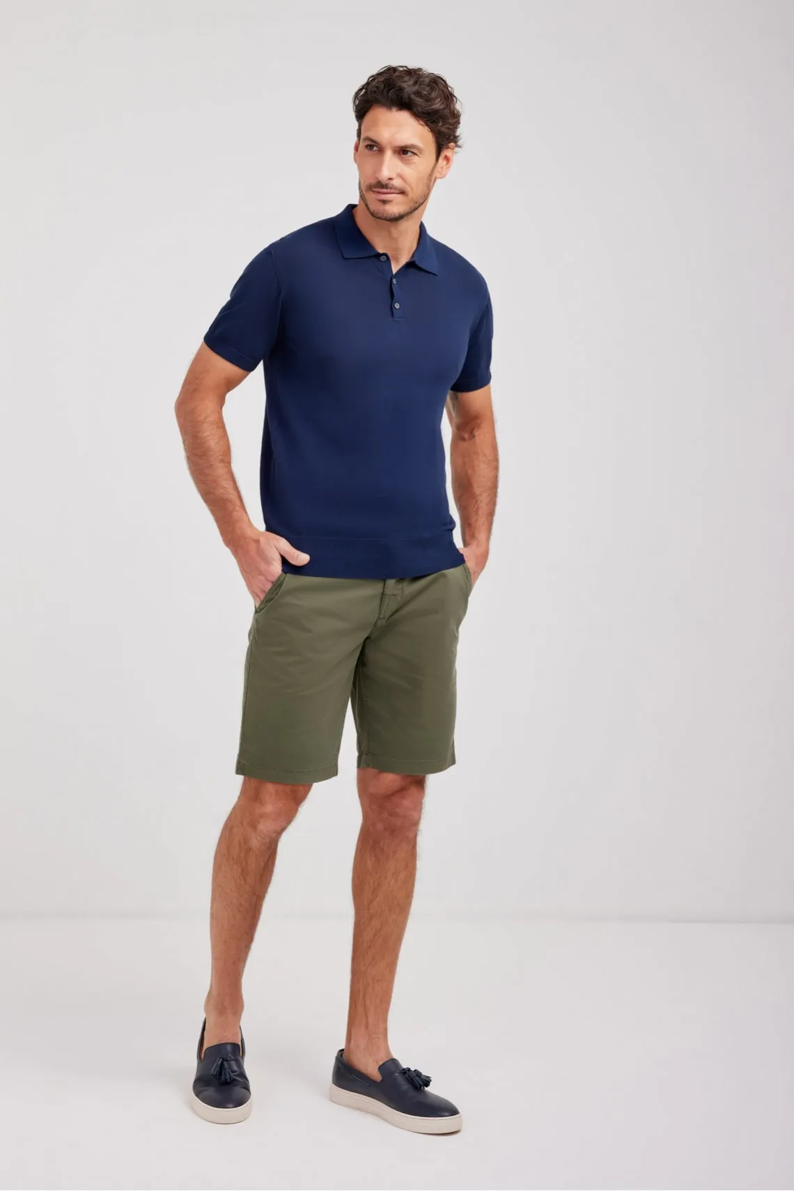 POLO IN MAGLIA DI COTONE BLU