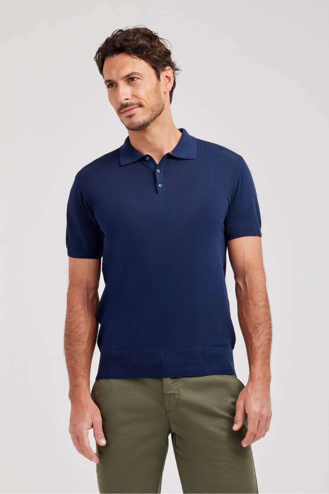 POLO IN MAGLIA DI COTONE BLU