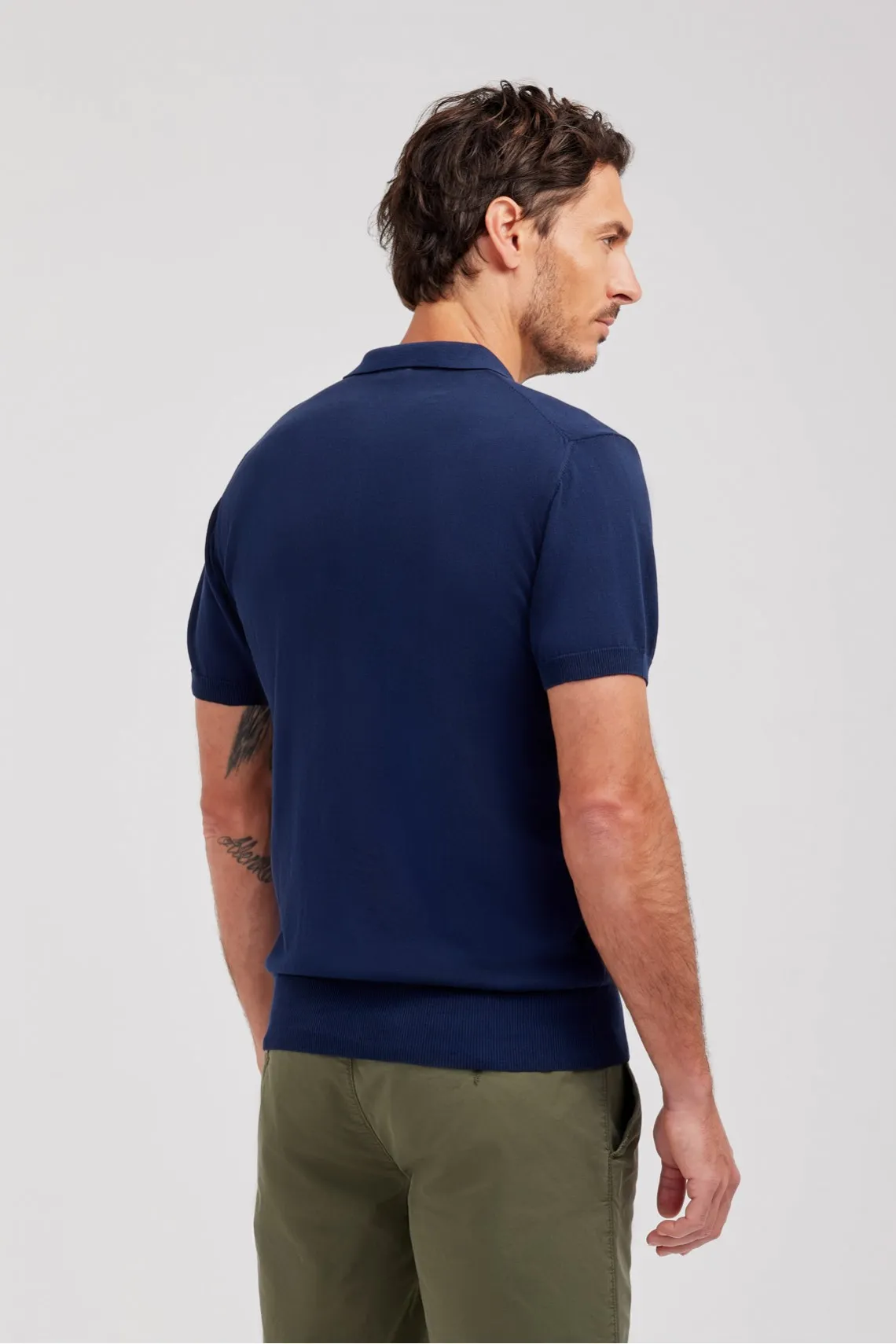 POLO IN MAGLIA DI COTONE BLU