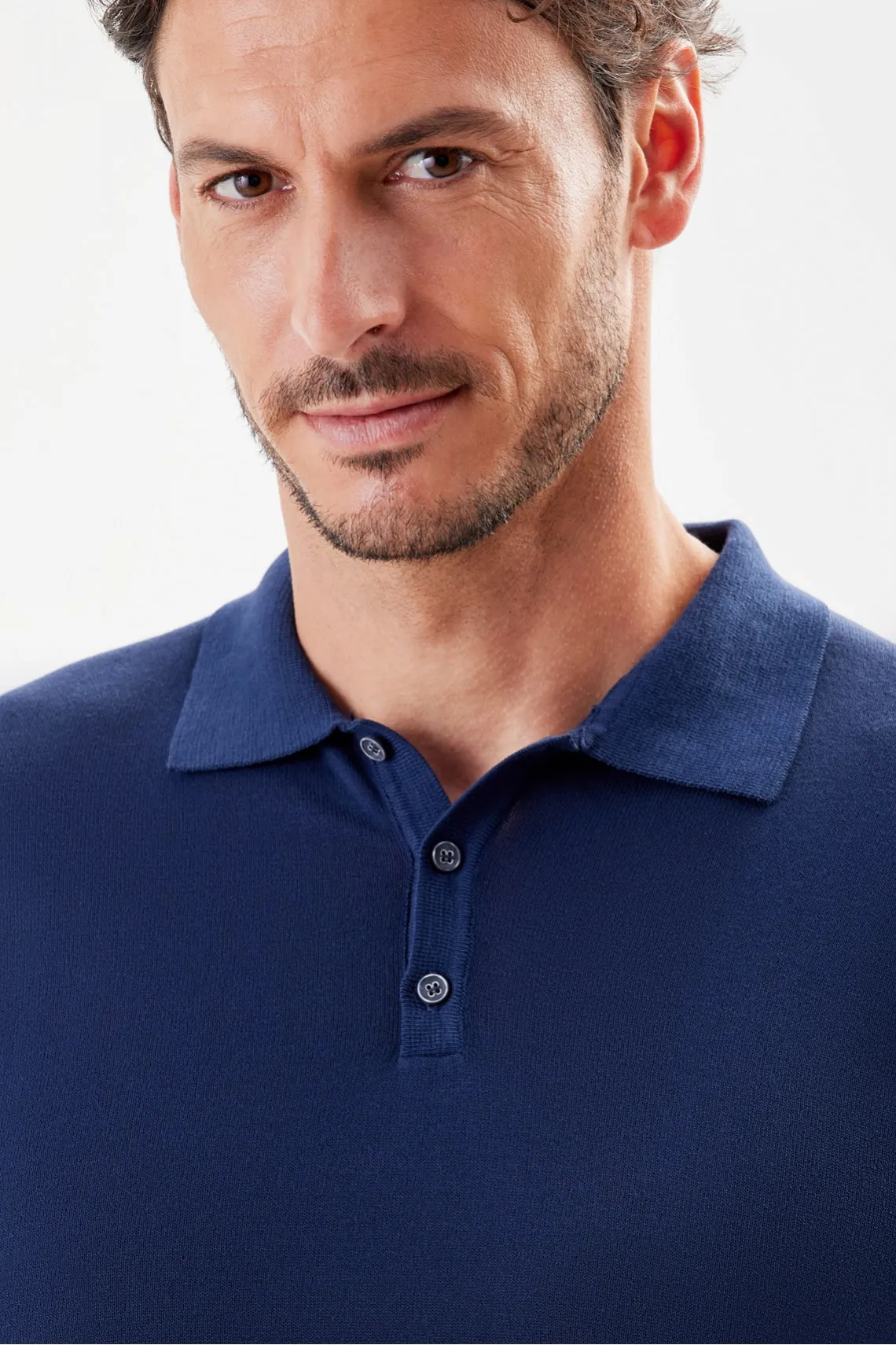 POLO IN MAGLIA DI COTONE BLU