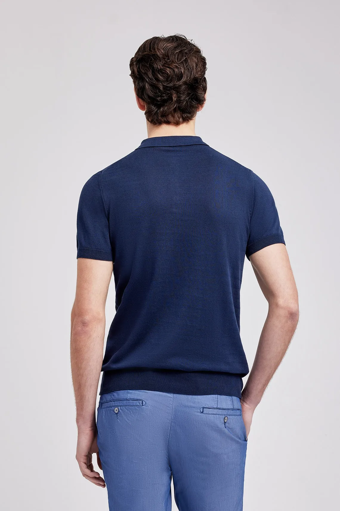 POLO IN MAGLIA DI COTONE BLU