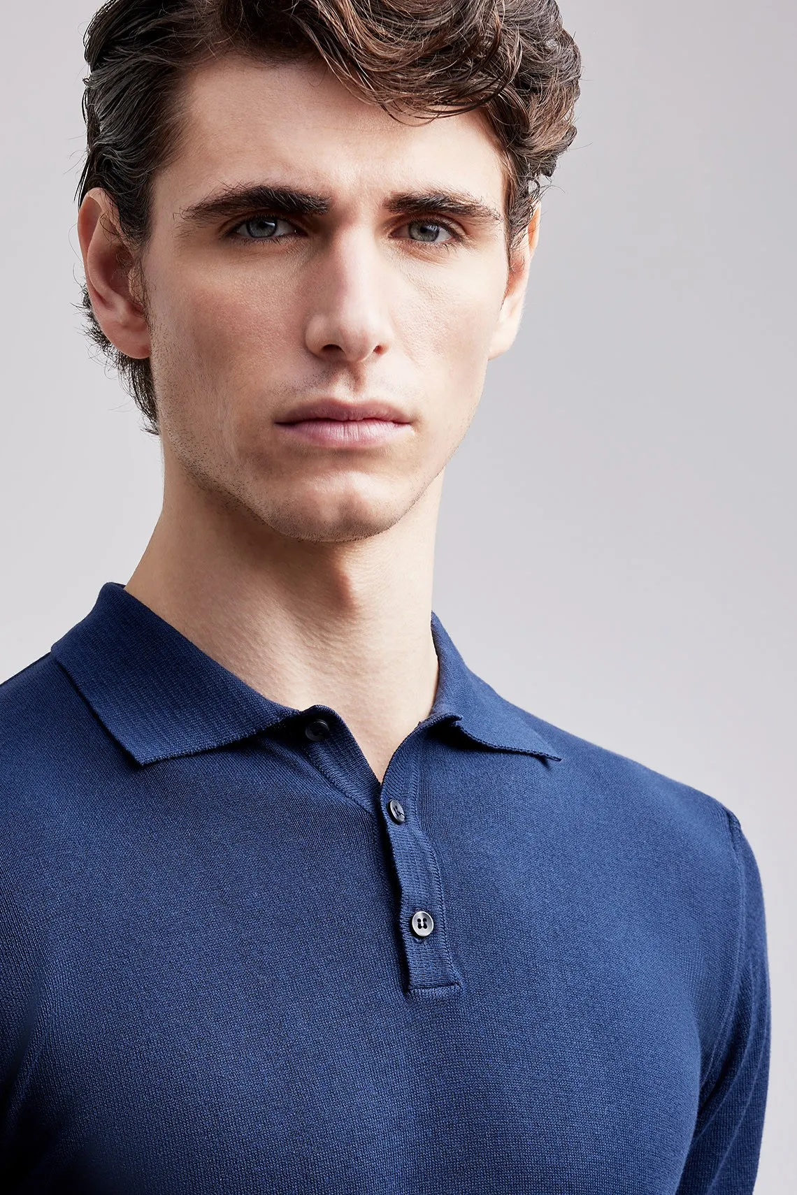 POLO IN MAGLIA DI COTONE BLU