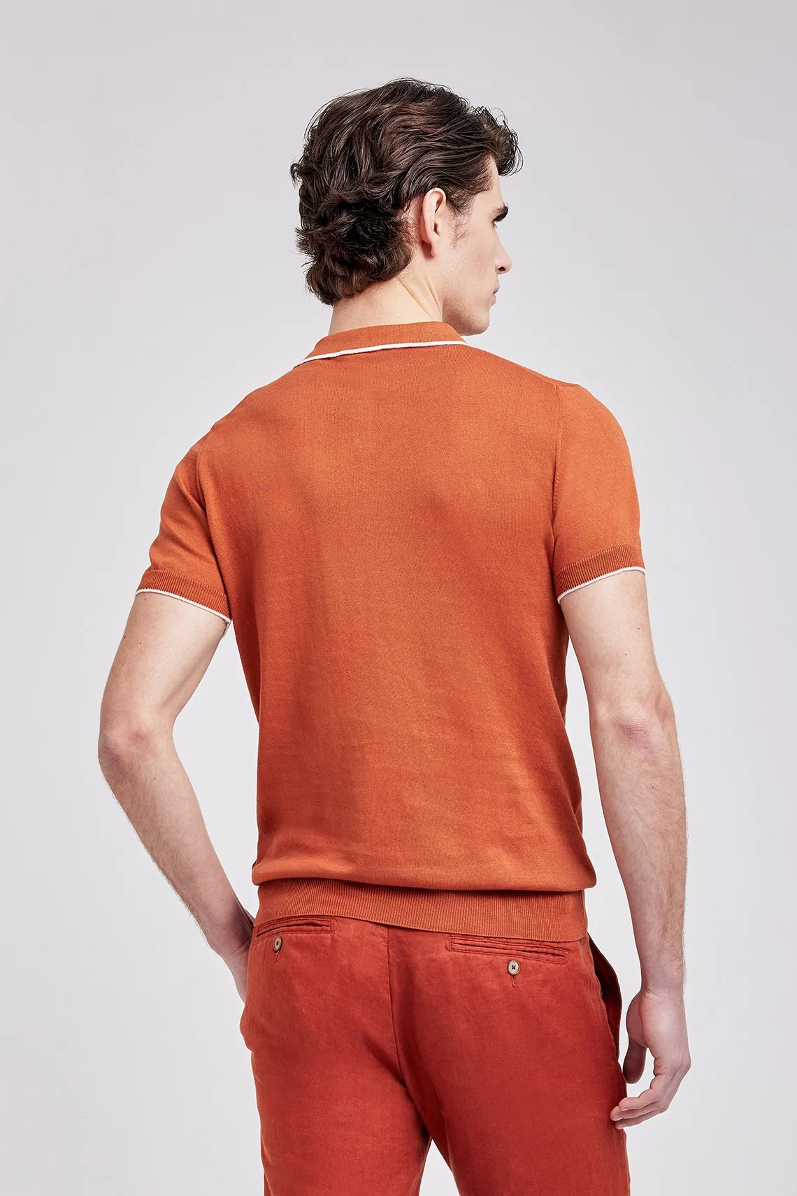 POLO IN MAGLIA DI COTONE MATTONE