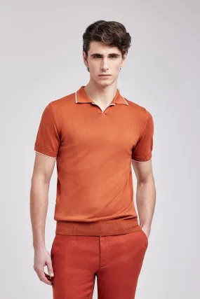 POLO IN MAGLIA DI COTONE MATTONE