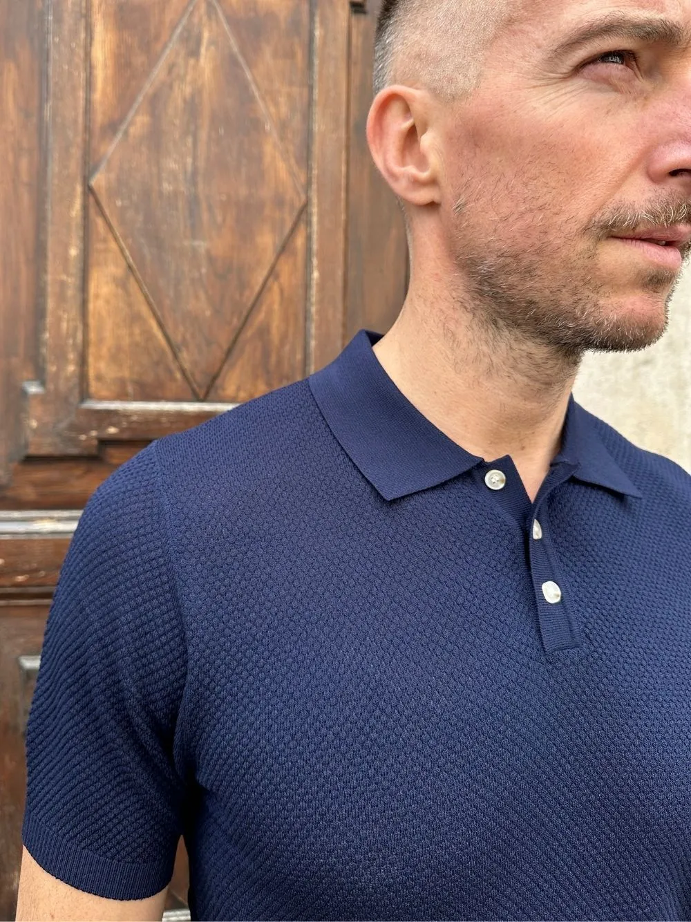 Polo in maglia rombi