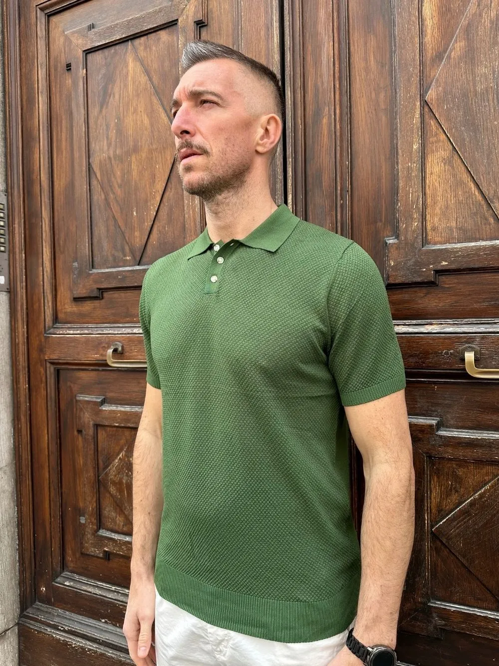 Polo in maglia rombi