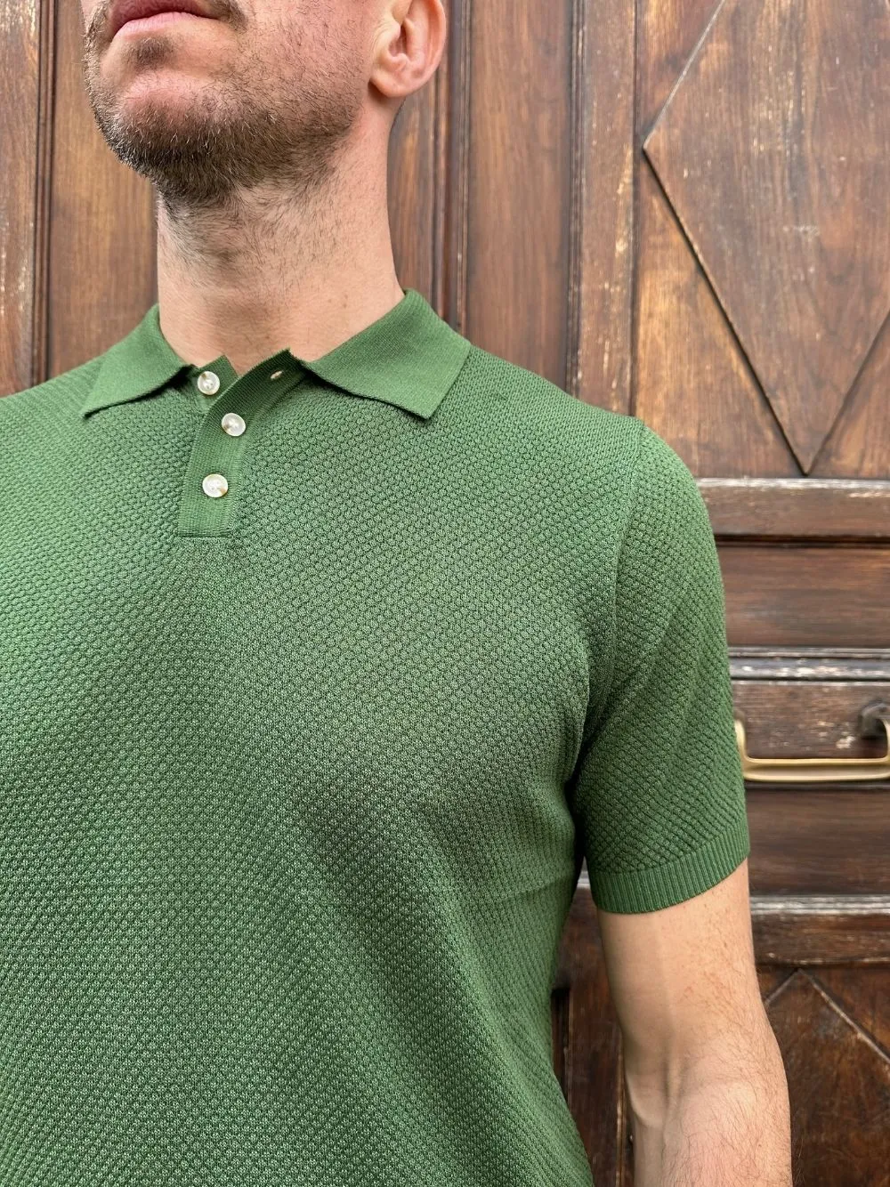 Polo in maglia rombi