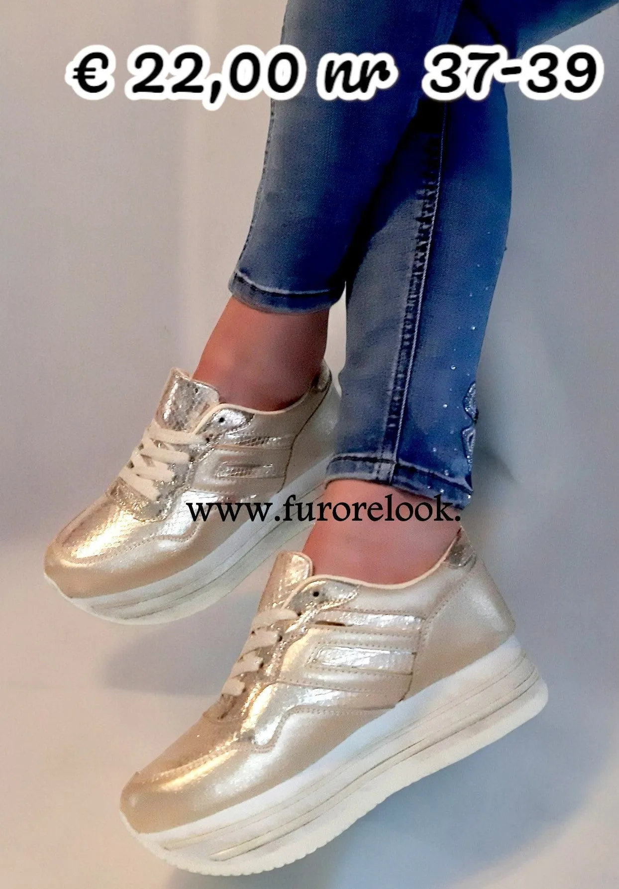 PROMO Sneakers dorate codice 2410 - NUMERO 39