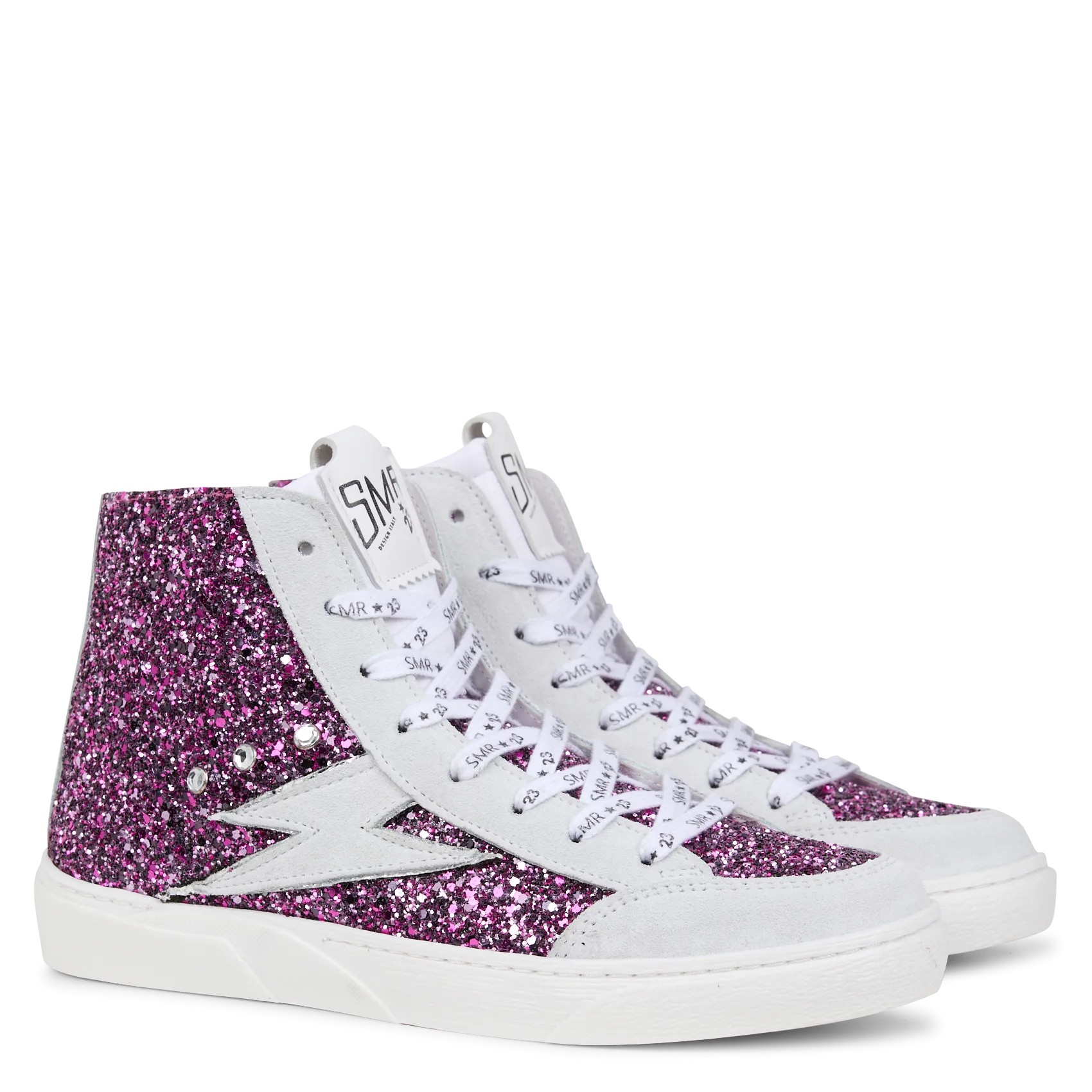  SEMERDJIAN - SMR   LORIK - Sneakers alte in pelle con paillettes | Rosa