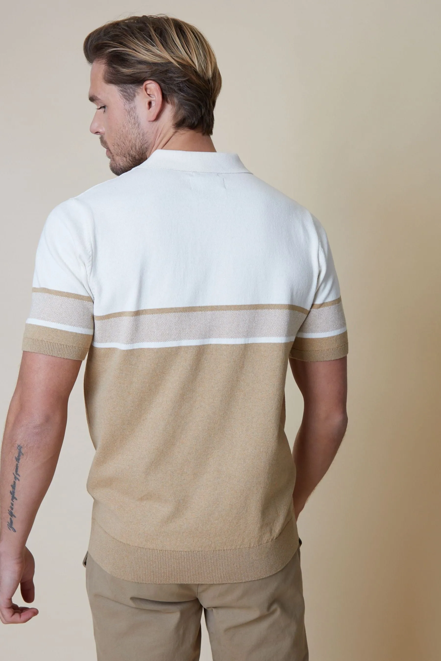 Threadbare - Polo in maglia Blend di cotone con zip a 1/4