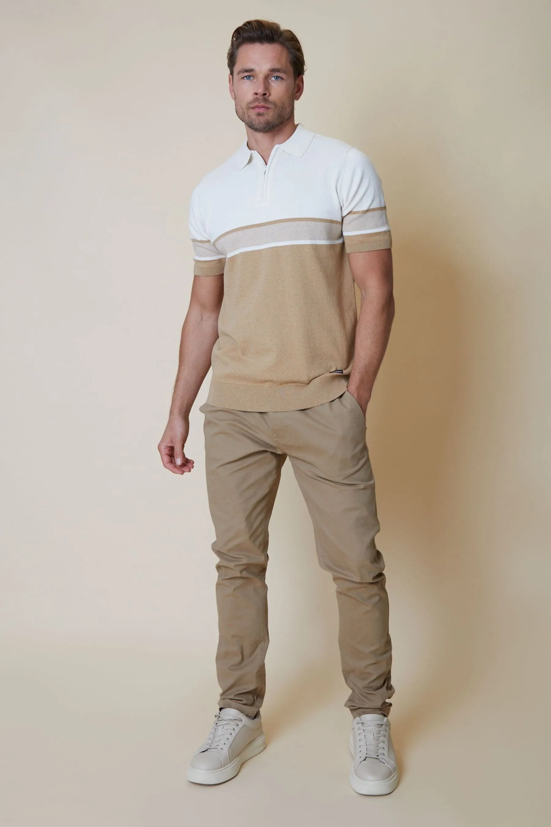 Threadbare - Polo in maglia Blend di cotone con zip a 1/4