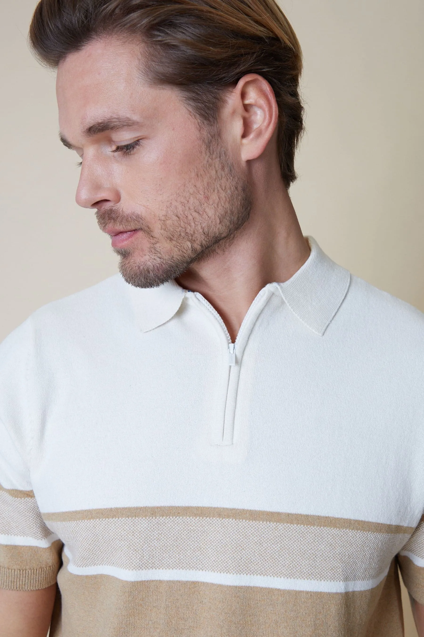 Threadbare - Polo in maglia Blend di cotone con zip a 1/4