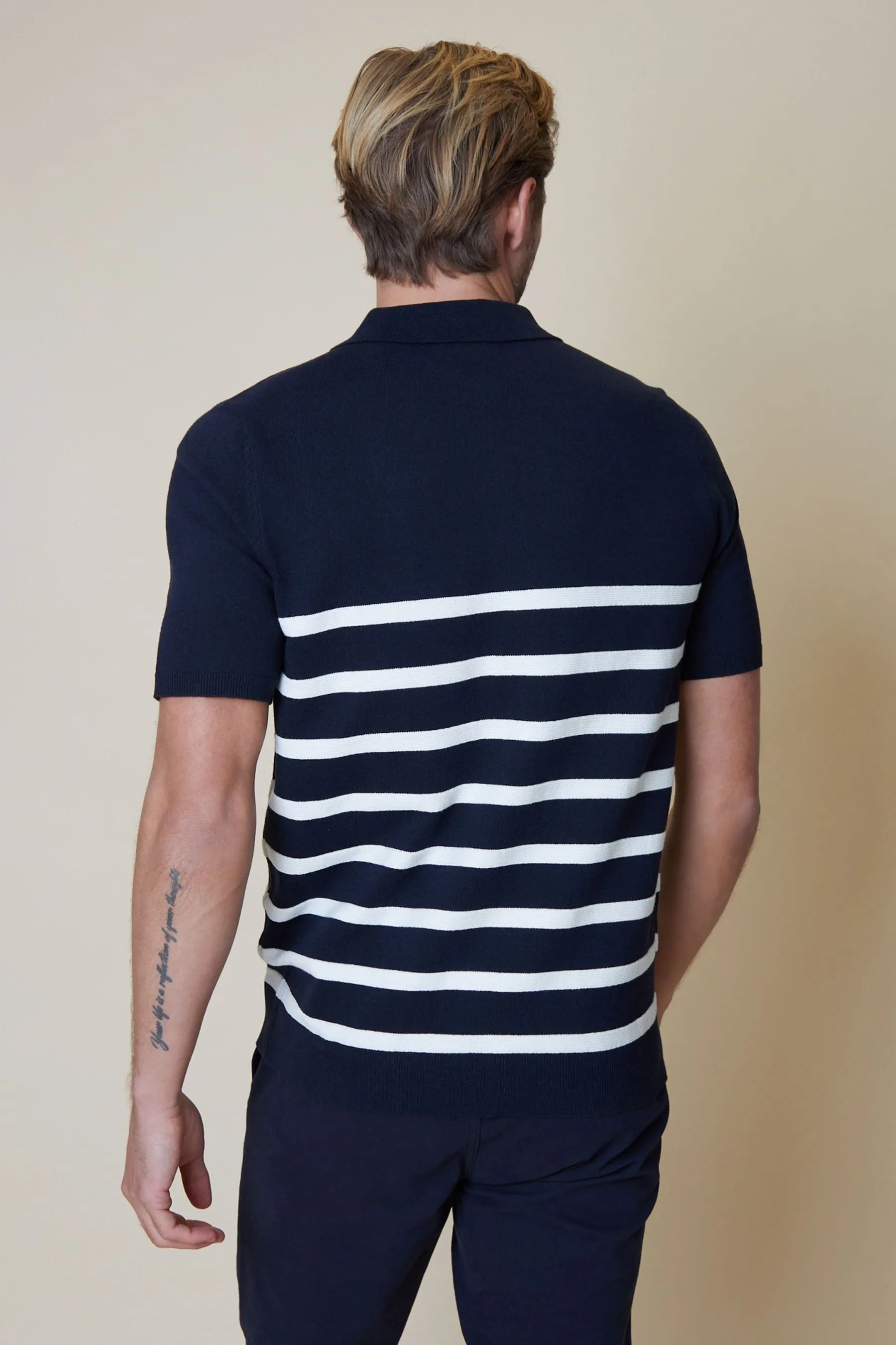 Threadbare - Polo in maglia Blend di cotone con zip a 1/4