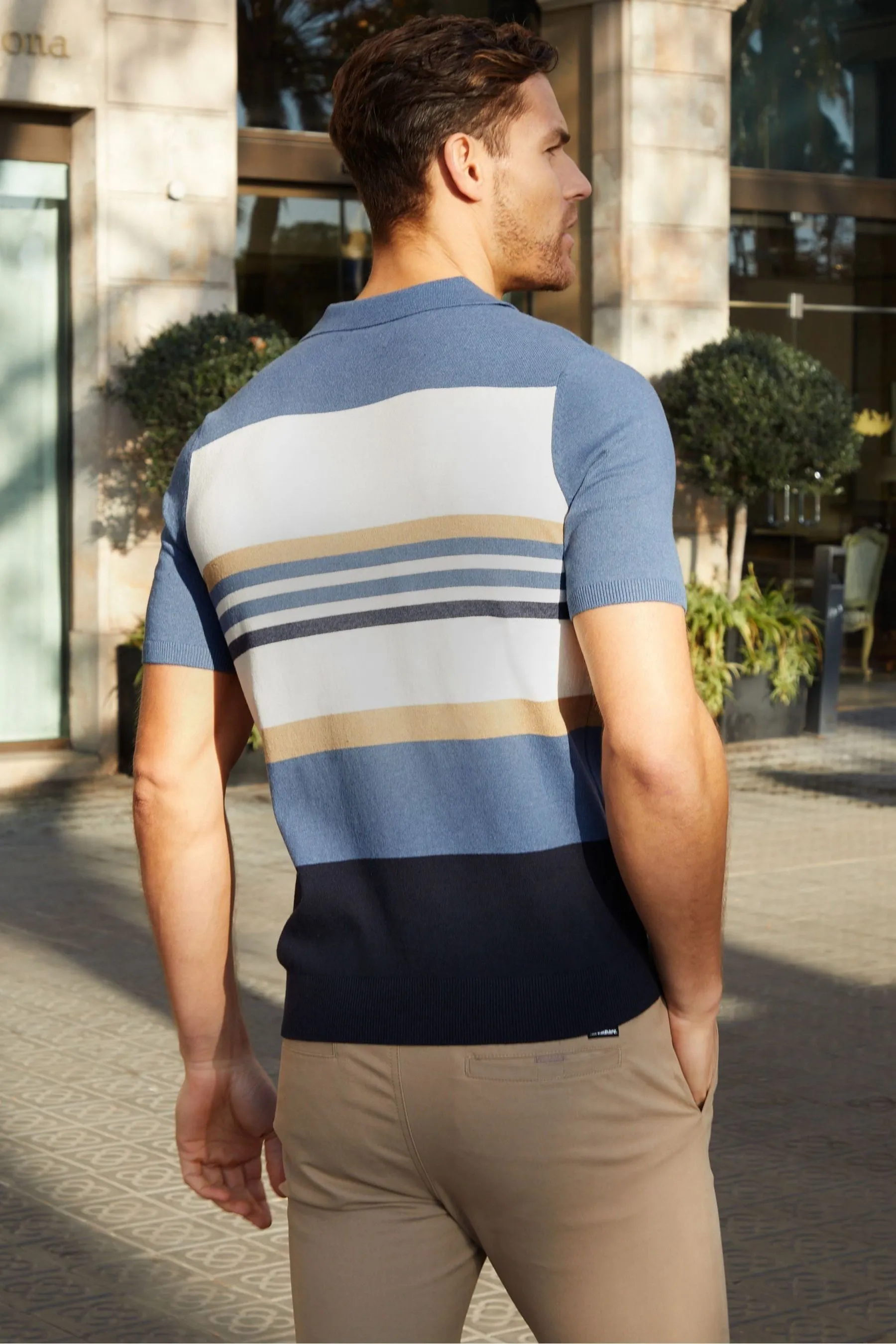 Threadbare - Polo in maglia Blend di cotone con zip a 1/4