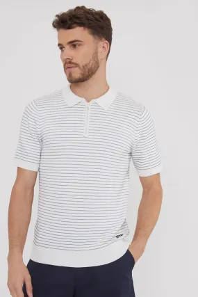 Threadbare - Polo in maglia Blend di cotone con zip a 1/4