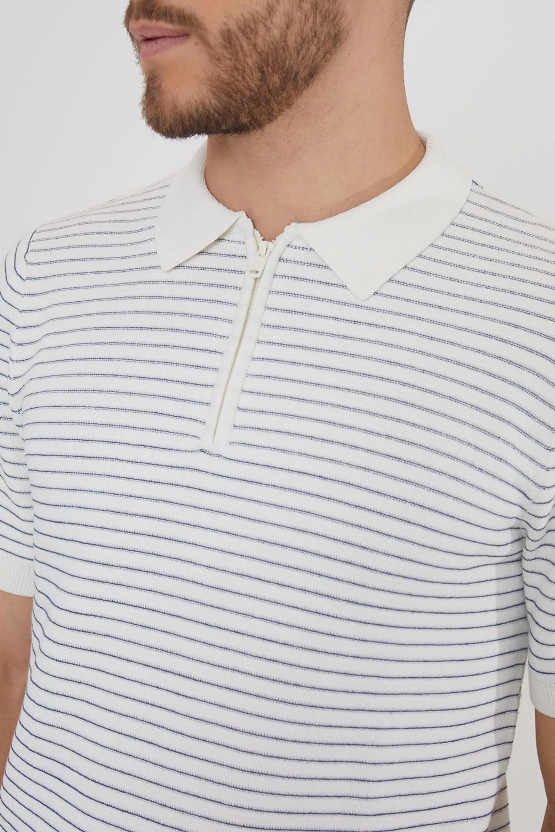 Threadbare - Polo in maglia Blend di cotone con zip a 1/4