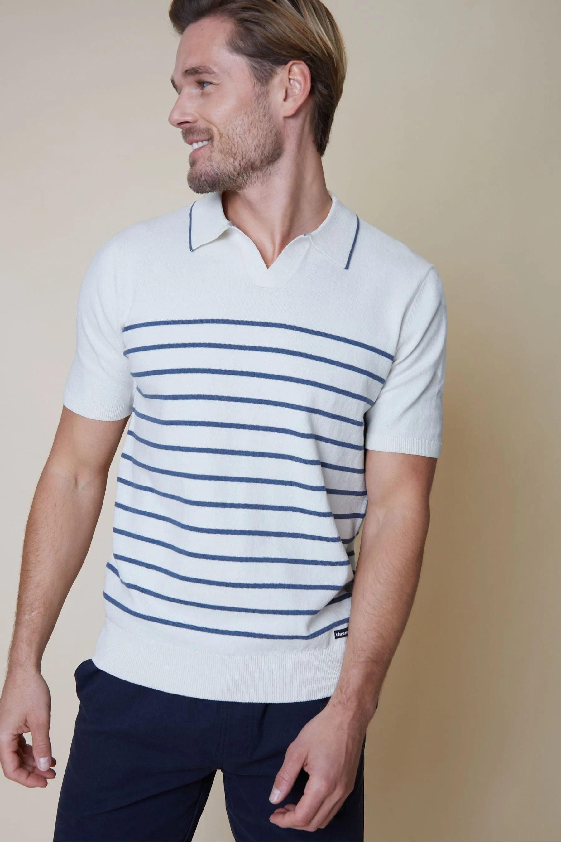 Threadbare - Trophy - Polo lavorata a maglia in misto cotone Manica corta sullo scollo